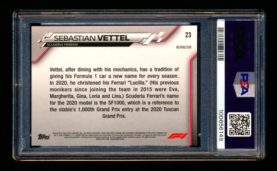 2020 Topps Chrome F1 #23 Sebastian Vettel RC Refractor PSA 10