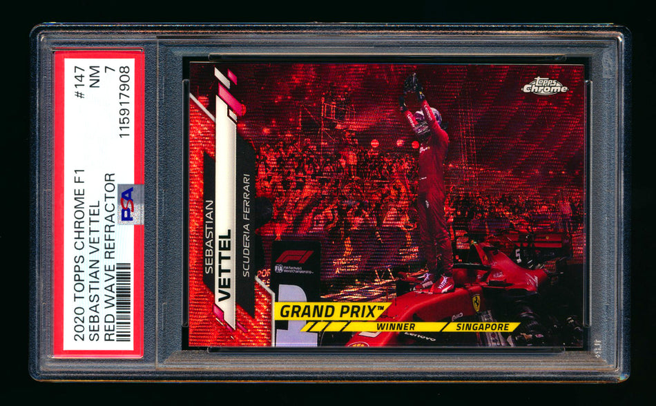 2020 Topps Chrome F1 #147 Sebastian Vettel RC Red Wave Refractor #2/5 PSA 7