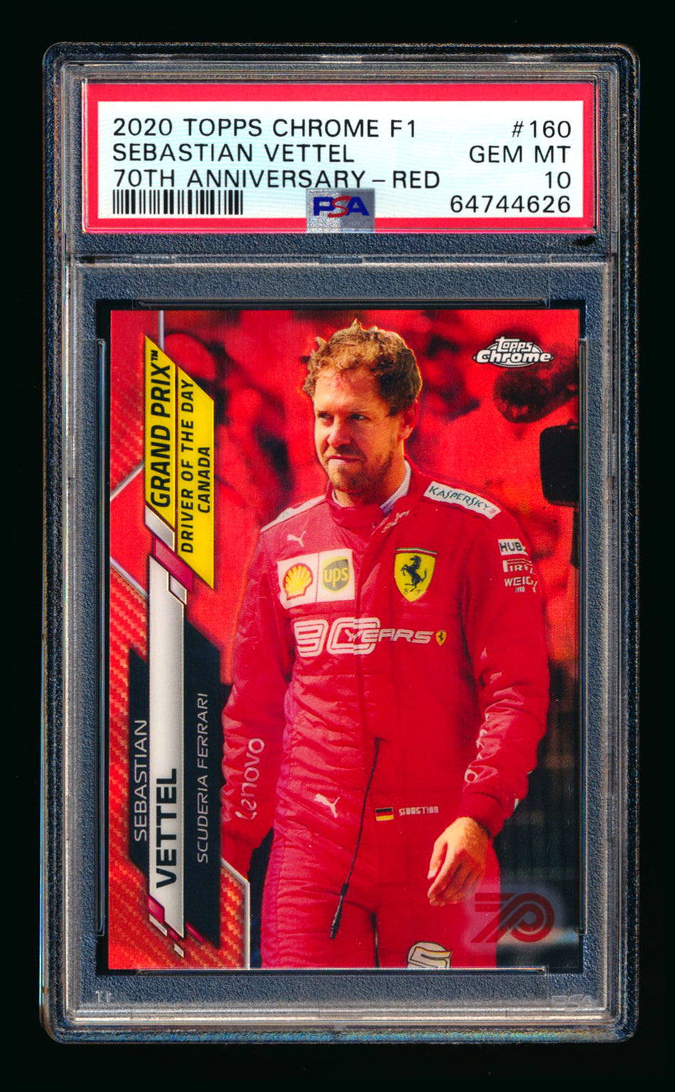 2020 Topps Chrome F1 #160 Sebastian Vettel RC 70th Anniversary Red Refractor PSA 10 - POP 1! (Ultimate Wishlist - Wish Granted!) ** (SOLD - $850.00 - 12/20/2024) **