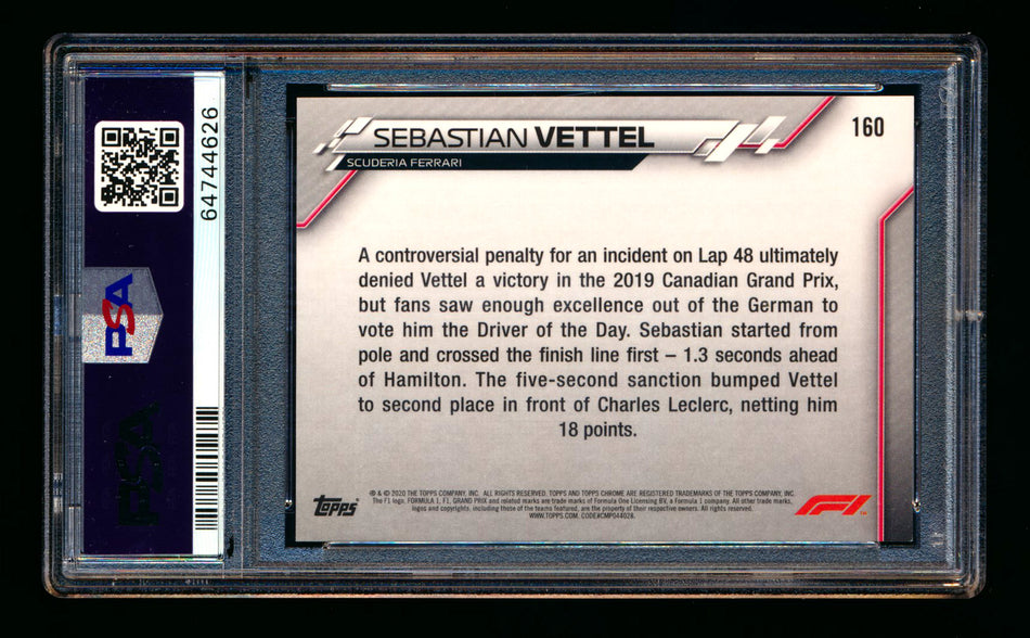 2020 Topps Chrome F1 #160 Sebastian Vettel RC 70th Anniversary Red Refractor PSA 10 - POP 1! (Ultimate Wishlist - Wish Granted!) ** (SOLD - $850.00 - 12/20/2024) **