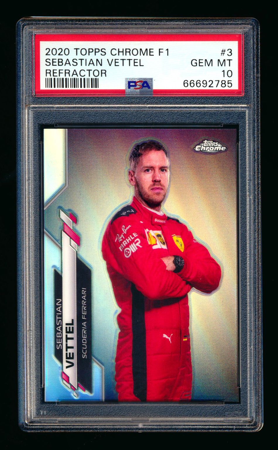 2020 Topps Chrome F1 #3 Sebastian Vettel RC Refractor Portrait PSA 10 ** (SOLD - $179.00 - 8/26/2025) **