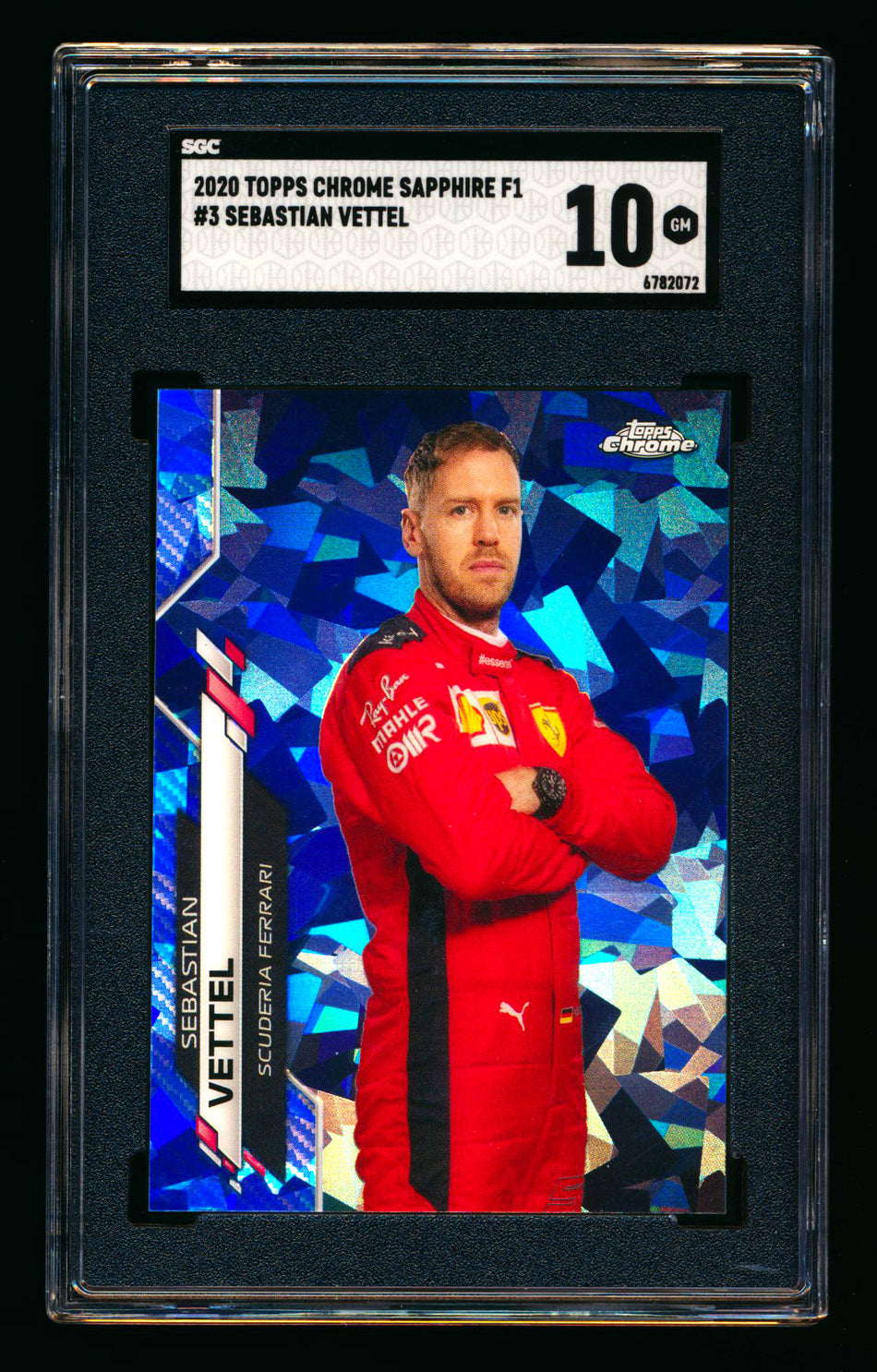 2020 Topps Chrome Sapphire F1 #3 Sebastian Vettel RC Refractor Portrait SGC 10
