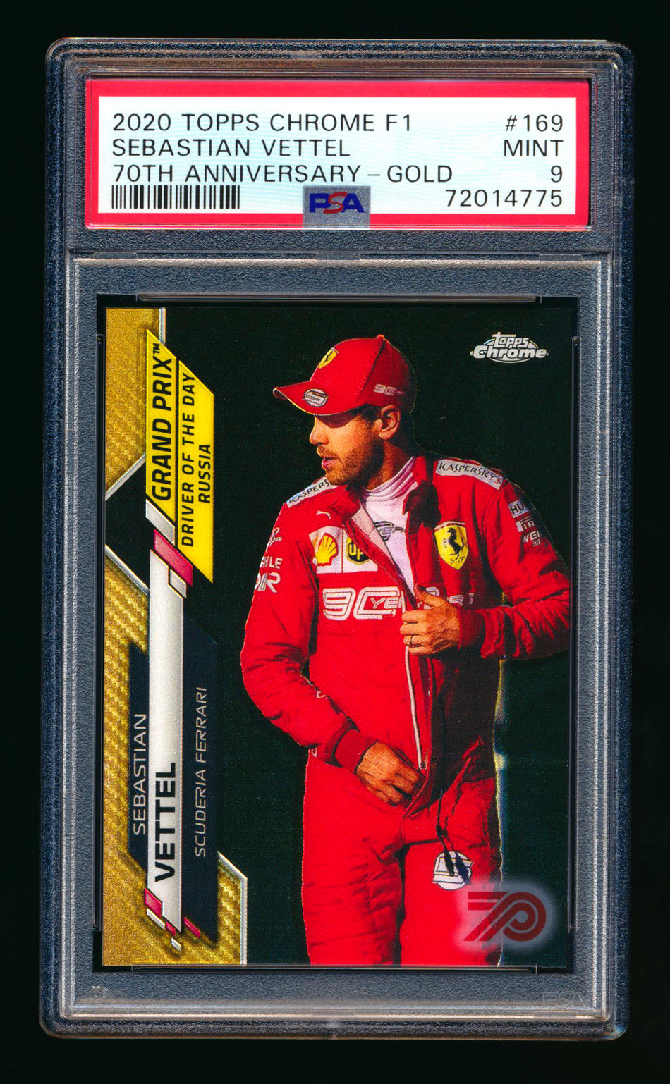 2020 Topps Chrome F1 #169 Sebastian Vettel RC 70th Anniversary Gold Refractor PSA 9