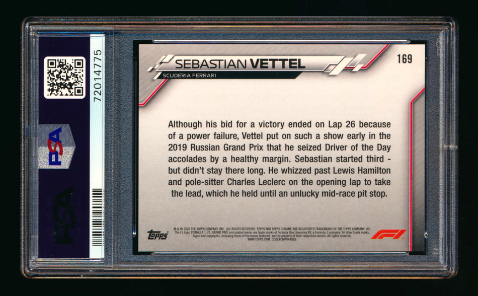 2020 Topps Chrome F1 #169 Sebastian Vettel RC 70th Anniversary Gold Refractor PSA 9