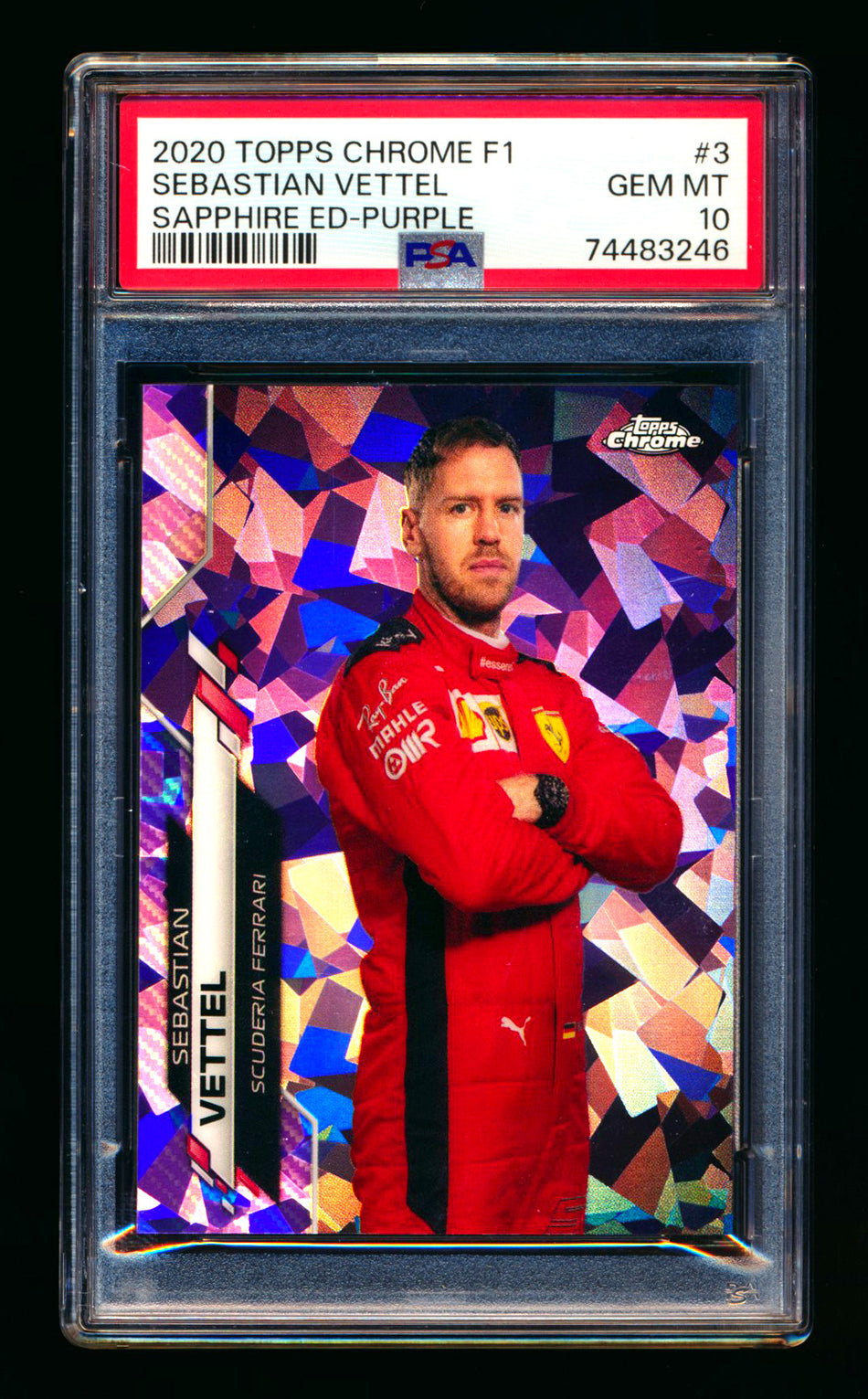 2020 Topps Chrome Sapphire F1 #3 Sebastian Vettel RC Purple Refractor Portrait #10/10 PSA 10
