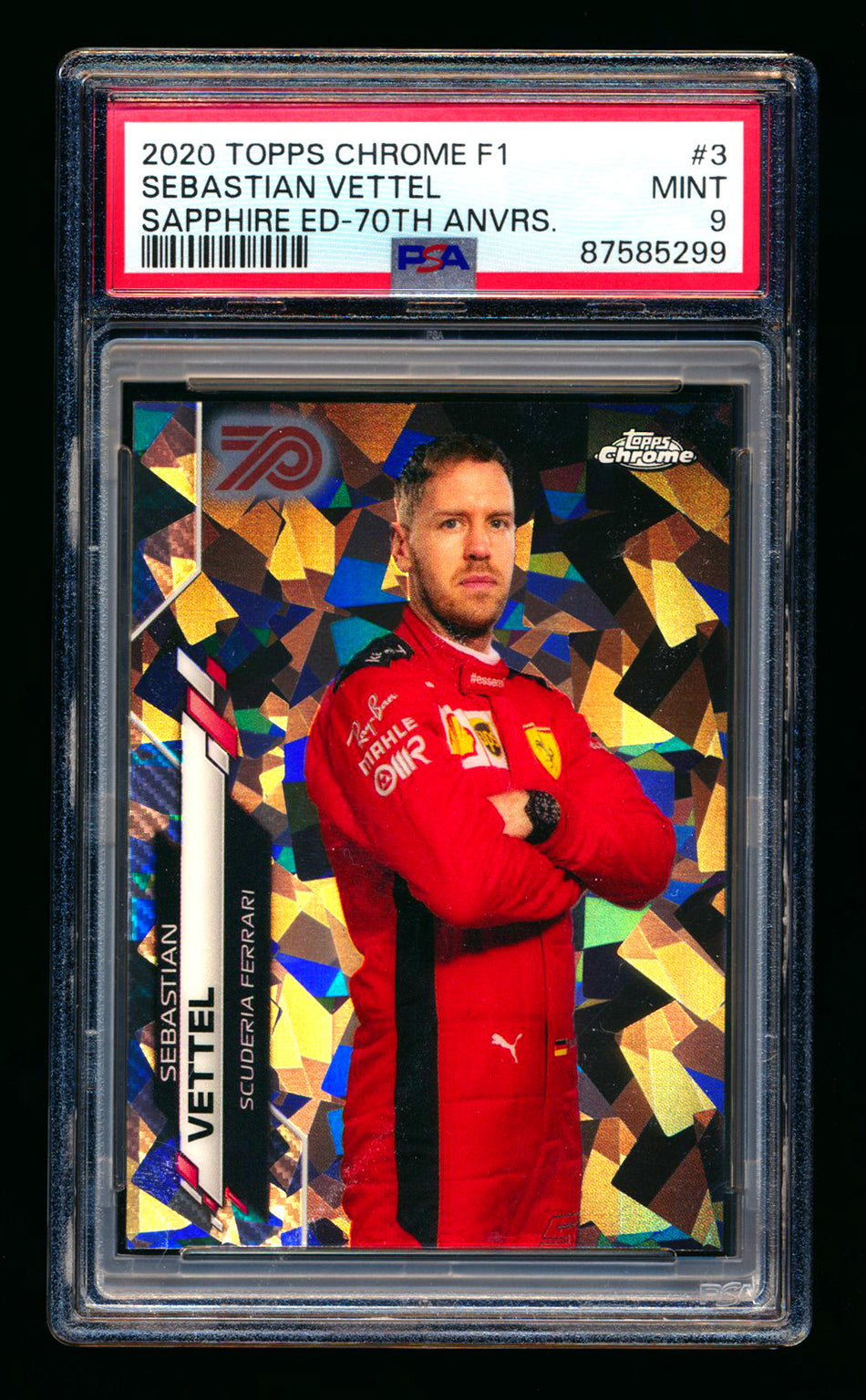 2020 Topps Chrome Sapphire F1 #3 Sebastian Vettel RC 70th Silver Refractor Portrait #45/70 PSA 9 ** (SOLD - $200.00 - 8/15/2025) **