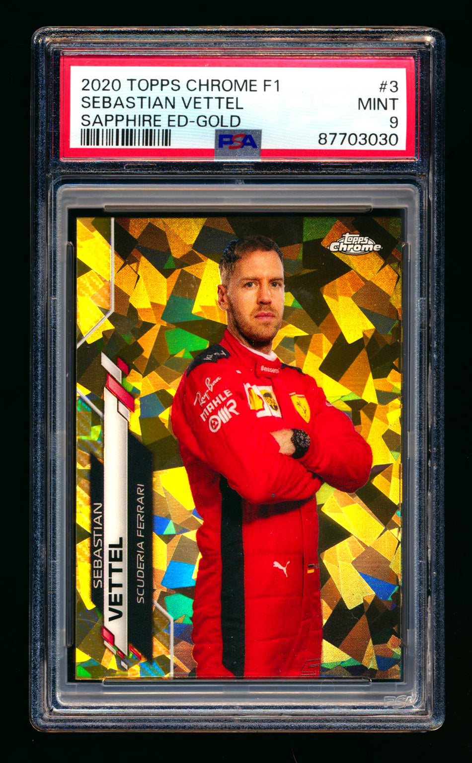 2020 Topps Chrome Sapphire F1 #3 Sebastian Vettel RC Gold Refractor Portrait #24/50 PSA 9