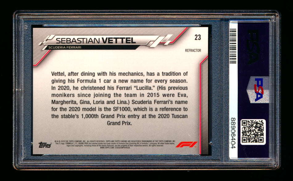2020 Topps Chrome F1 #23 Sebastian Vettel RC Refractor PSA 9
