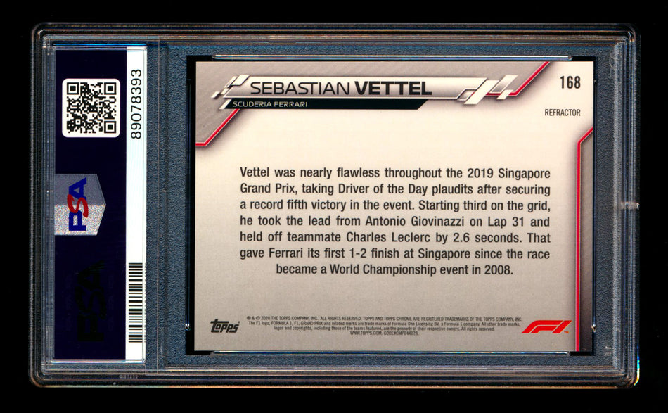 2020 Topps Chrome F1 #168 Sebastian Vettel RC Refractor PSA 9