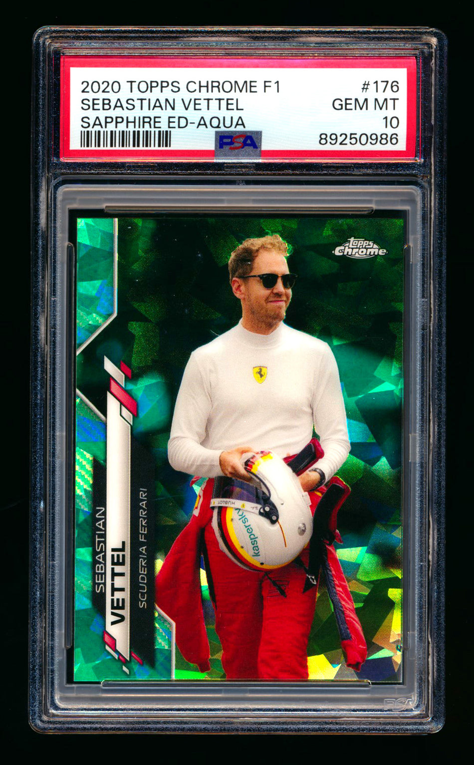 2020 Topps Chrome Sapphire F1 #176 Sebastian Vettel RC Aqua Refractor #60/99 PSA 10 ** (SOLD - $149.00 - 10/23/2024) **