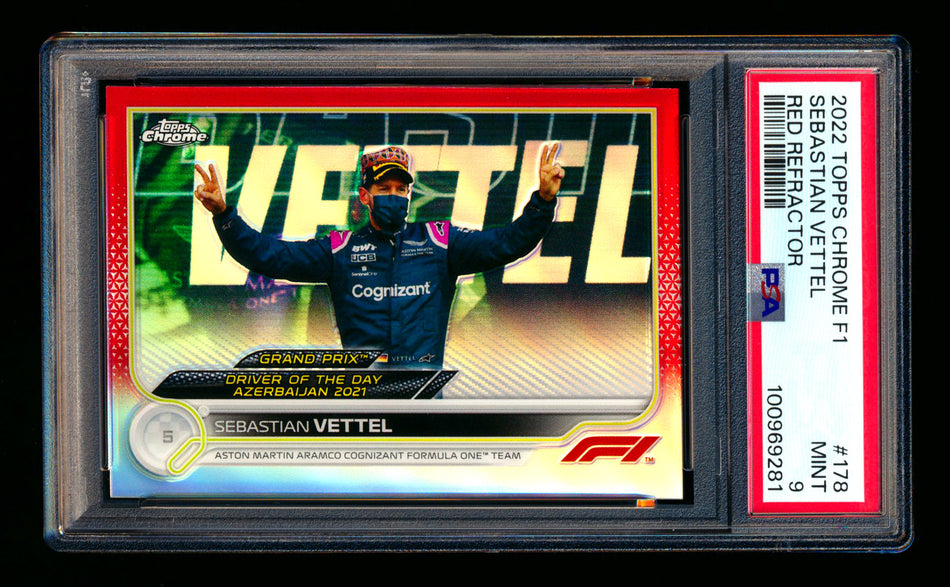 2022 Topps Chrome F1 #178 Sebastian Vettel Red Refractor #1/5 PSA 9 (First #!) ** (SOLD eBay - $195.00 - 5/1/2025) **