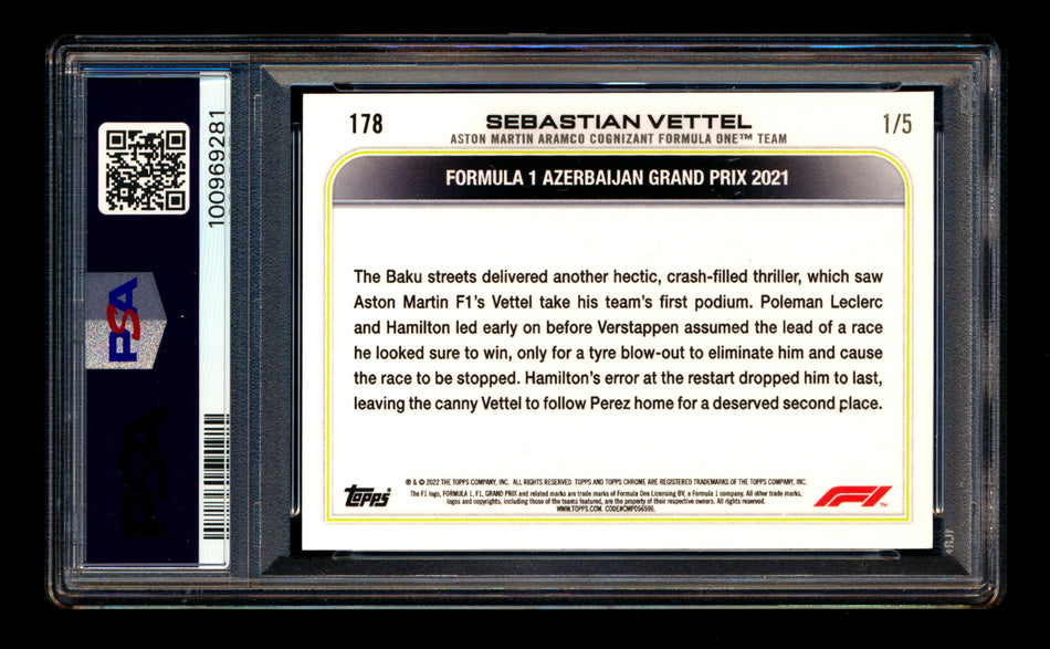 2022 Topps Chrome F1 #178 Sebastian Vettel Red Refractor #1/5 PSA 9 (First #!) ** (SOLD eBay - $195.00 - 5/1/2025) **