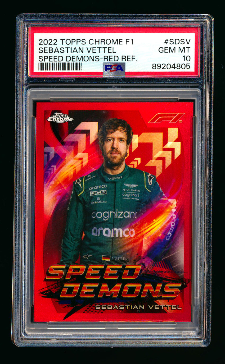 2022 Topps Chrome F1 Speed Demons #SD-SV Sebastian Vettel Red Refractor #4/5 PSA 10
