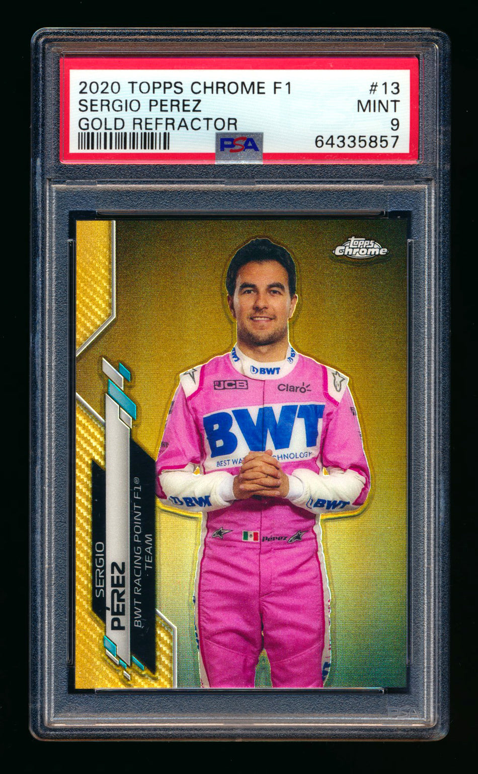 2020 Topps Chrome F1 #13 Sergio Perez RC Gold Refractor Portrait #32/50 PSA 9 ** (SOLD - $495.00 - 10/28/2024) **