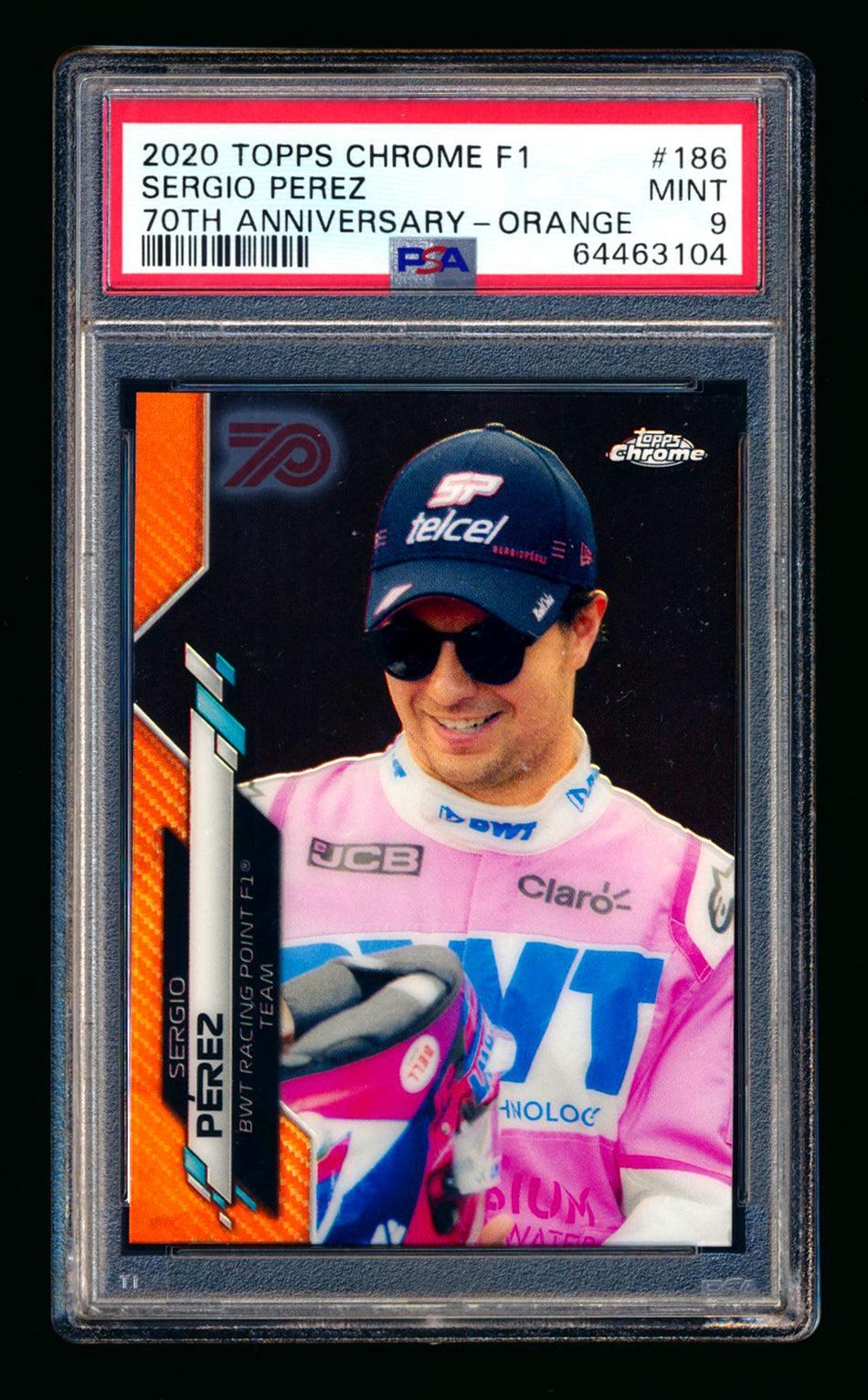 2020 Topps Chrome F1 #186 Sergio Perez RC 70th Anniversary Orange Refractor PSA 9 ** (SOLD - $59.00 - 12/7/2024) **