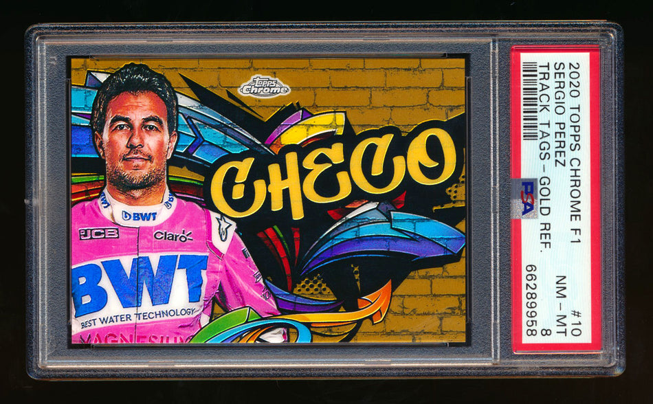 2020 Topps Chrome F1 Track Tags #TT-10 Sergio "Checo" Perez RC Gold Refractor #24/50 PSA 8 ** (SOLD - $395.00 - 10/25/2024) **