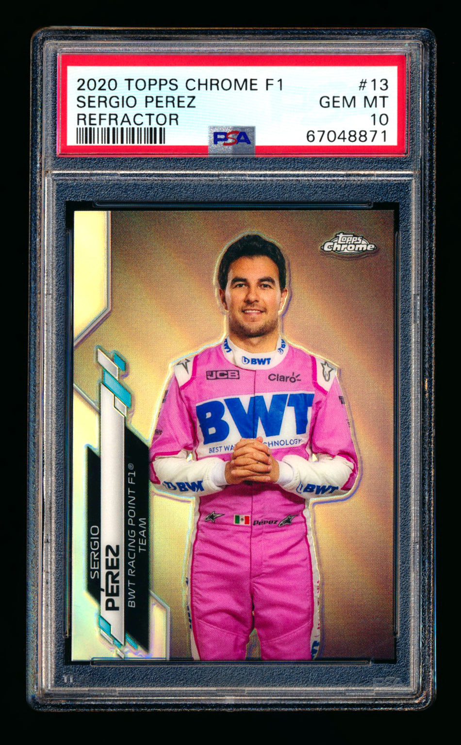 2020 Topps Chrome F1 #13 Sergio Perez RC Refractor Portrait PSA 10