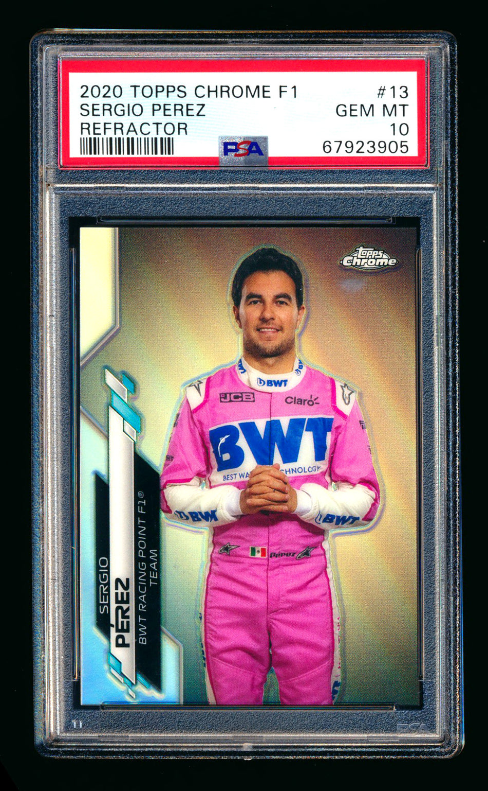 2020 Topps Chrome F1 #13 Sergio Perez RC Refractor Portrait PSA 10