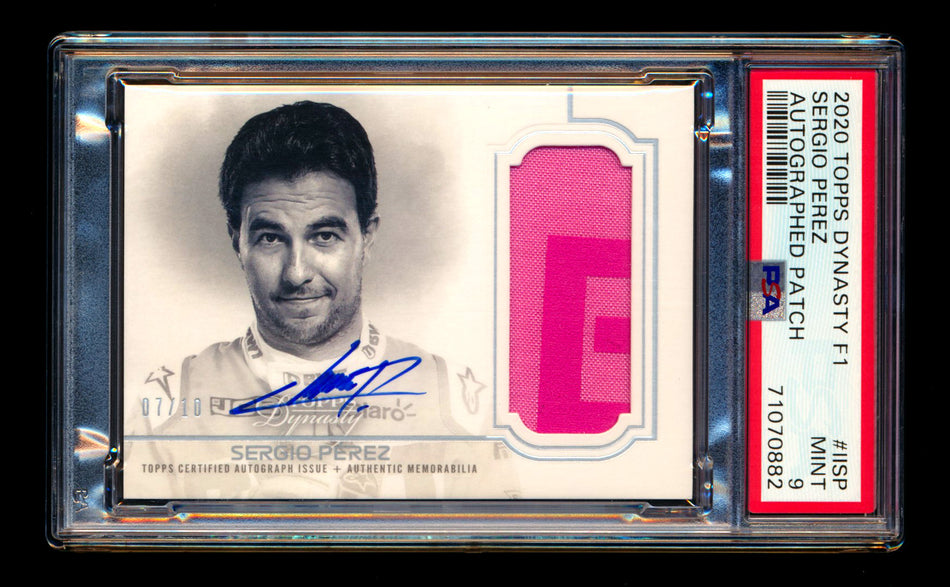 2020 Topps Dynasty F1 #DAP-IISP Sergio Perez ROOKIE Patch Autograph #07/10 PSA 9 Mint ** (SOLD - $1095.00 - 12/7/2024) **