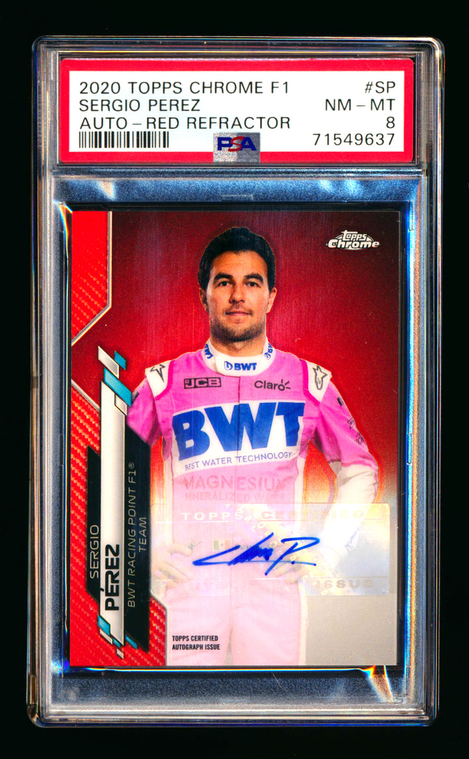 2020 Topps Chrome F1 #F1A-SP Sergio Perez RC Red Refractor Autograph #4/5 PSA 8 ** (SOLD - $9,200.00 - 2/10/2026) **