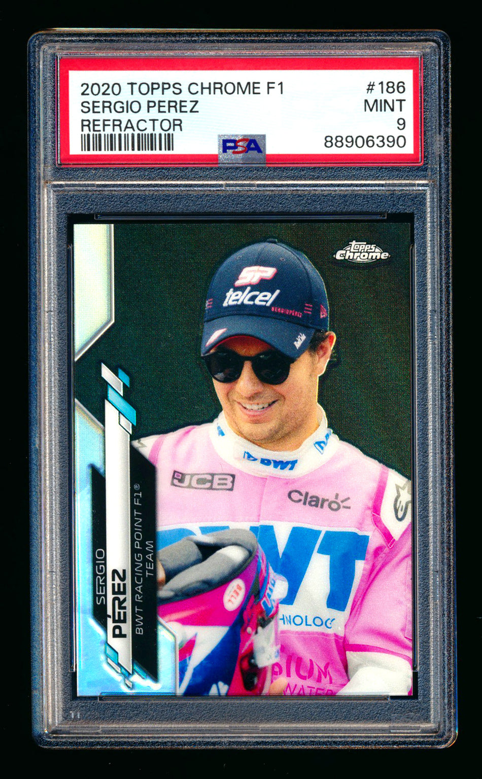 2020 Topps Chrome F1 #186 Sergio Perez RC Refractor PSA 9