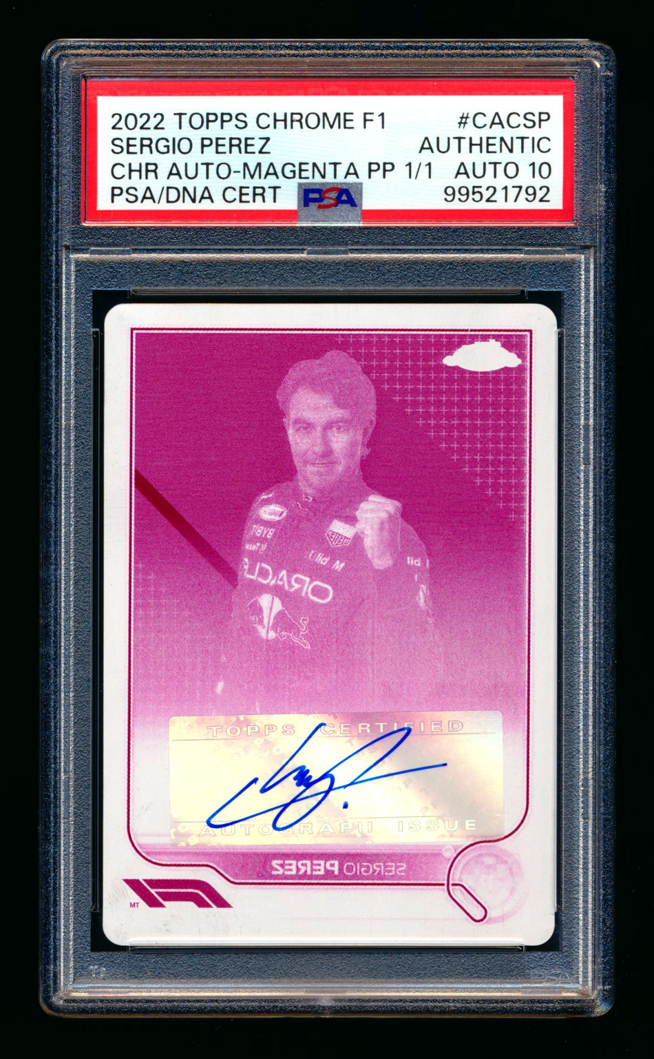 2022 Topps Chrome F1 #CAC-SP Sergio Perez Magenta Printing Plate Autograph #1/1 PSA Authentic DNA 10 - POP 1! ** (SOLD - $749.00 - 1/17/2025) **