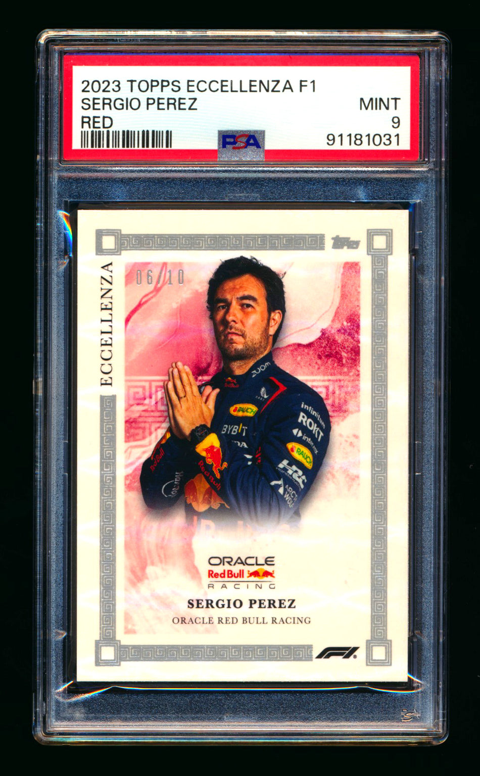 2023 Topps Eccellenza F1 Sergio Perez Red Parallel #06/10 PSA 9