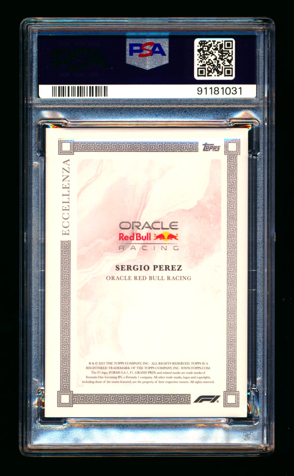 2023 Topps Eccellenza F1 Sergio Perez Red Parallel #06/10 PSA 9