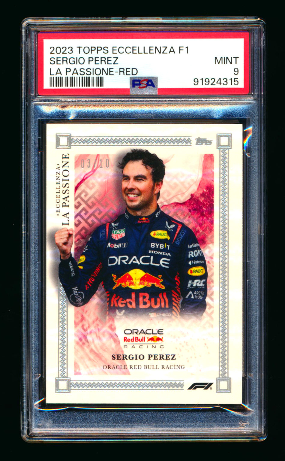 2023 Topps Eccellenza F1 La Passione Sergio Perez Red Parallel #03/10 PSA 9