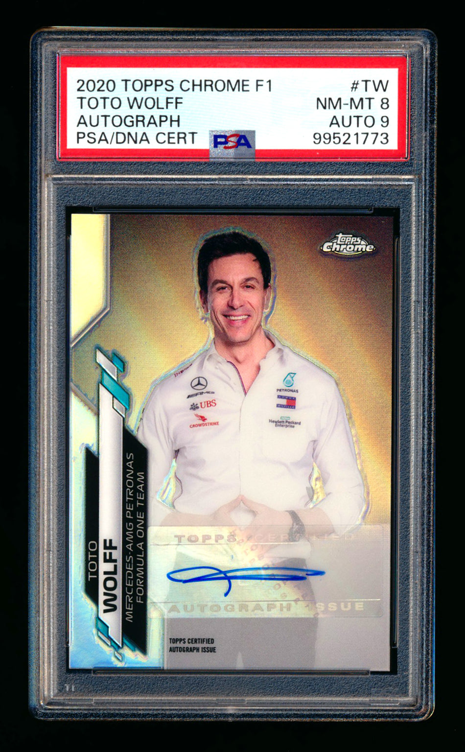 2020 Topps Chrome F1 #F1A-TW Toto Wolff RC Refractor Autograph #49/65 PSA 8 DNA 9