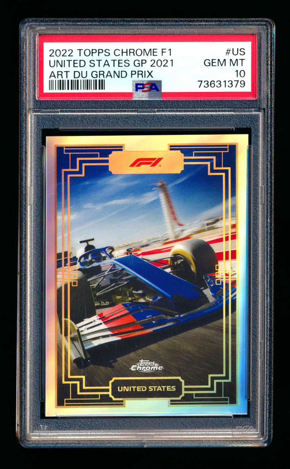 2022 Topps Chrome F1 Art Du Grand Prix #ADGP-US United States Grand Prix COTA Refractor PSA 10