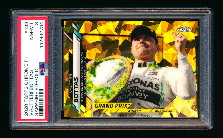 2020 Topps Chrome Sapphire F1 #133 Valtteri Bottas RC Gold Refractor #22/50 PSA 8