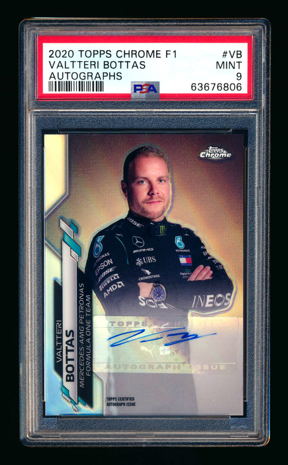 2020 Topps Chrome F1 #F1A-VB Valtteri Bottas RC Refractor Autograph #27/88 PSA 9 ** (SOLD - $449.00 - 10/23/2024) **