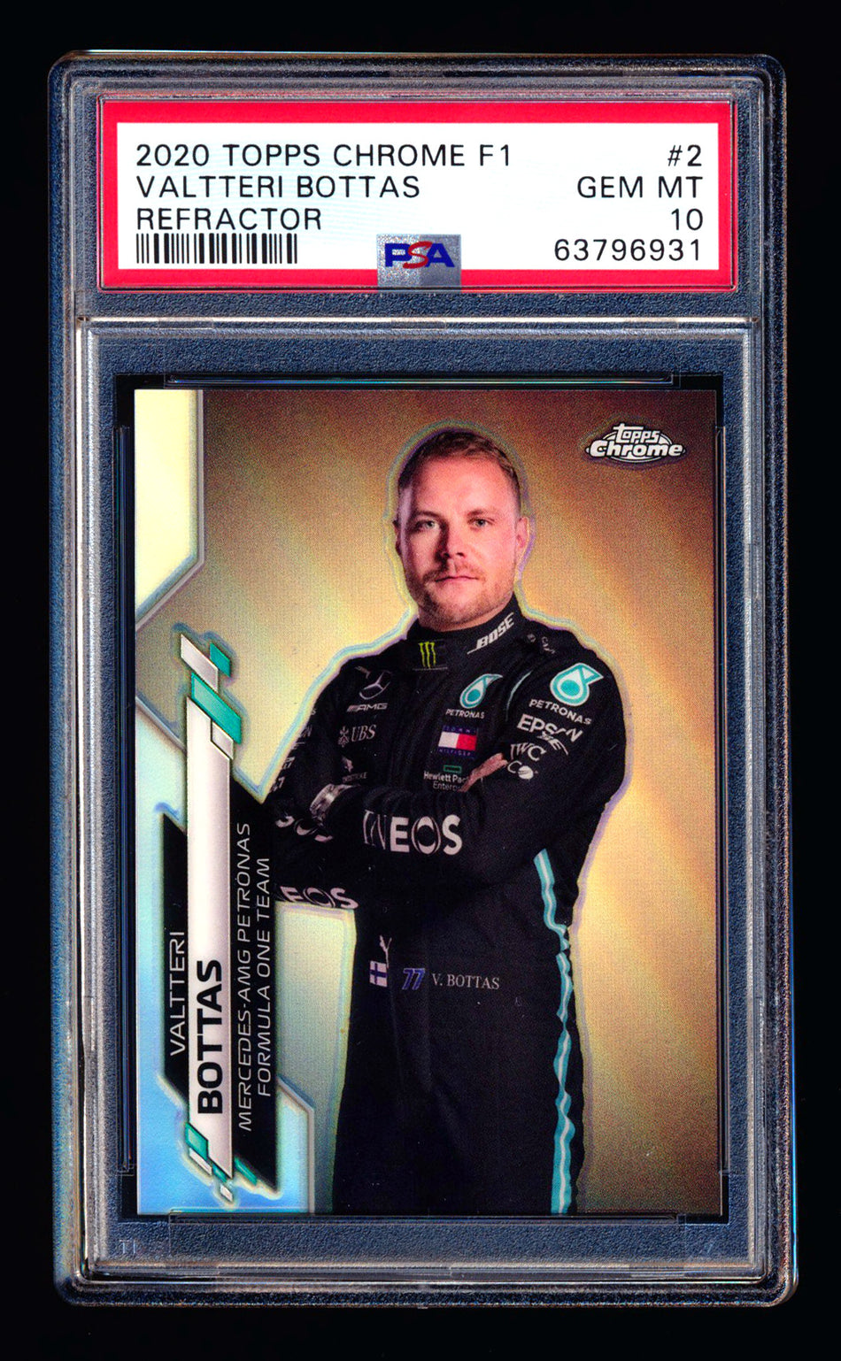 2020 Topps Chrome F1 #2 Valtteri Bottas RC Refractor Portrait PSA 10