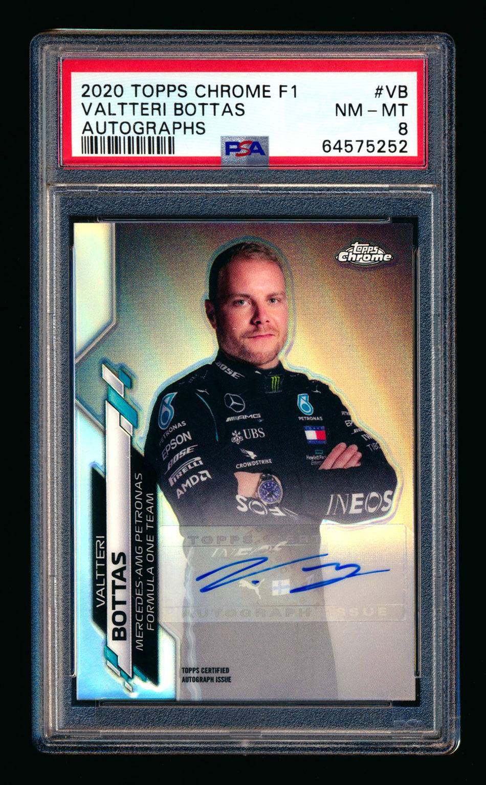 2020 Topps Chrome F1 #F1A-VB Valtteri Bottas RC Refractor Autograph #65/88 PSA 8 ** (SOLD eBay - $379.00 - 9/28/2025) **
