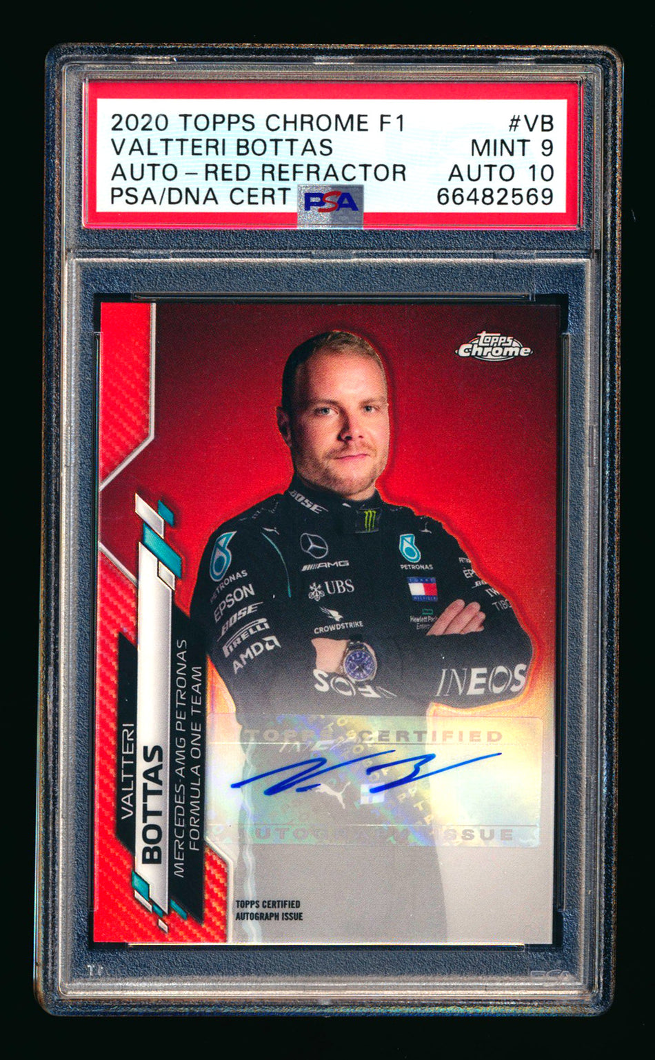 2020 Topps Chrome F1 #F1A-VB Valtteri Bottas RC Red Refractor Autograph #4/5 PSA 9 DNA 10 ** (SOLD - $9,250.00 - 3/30/2026) **
