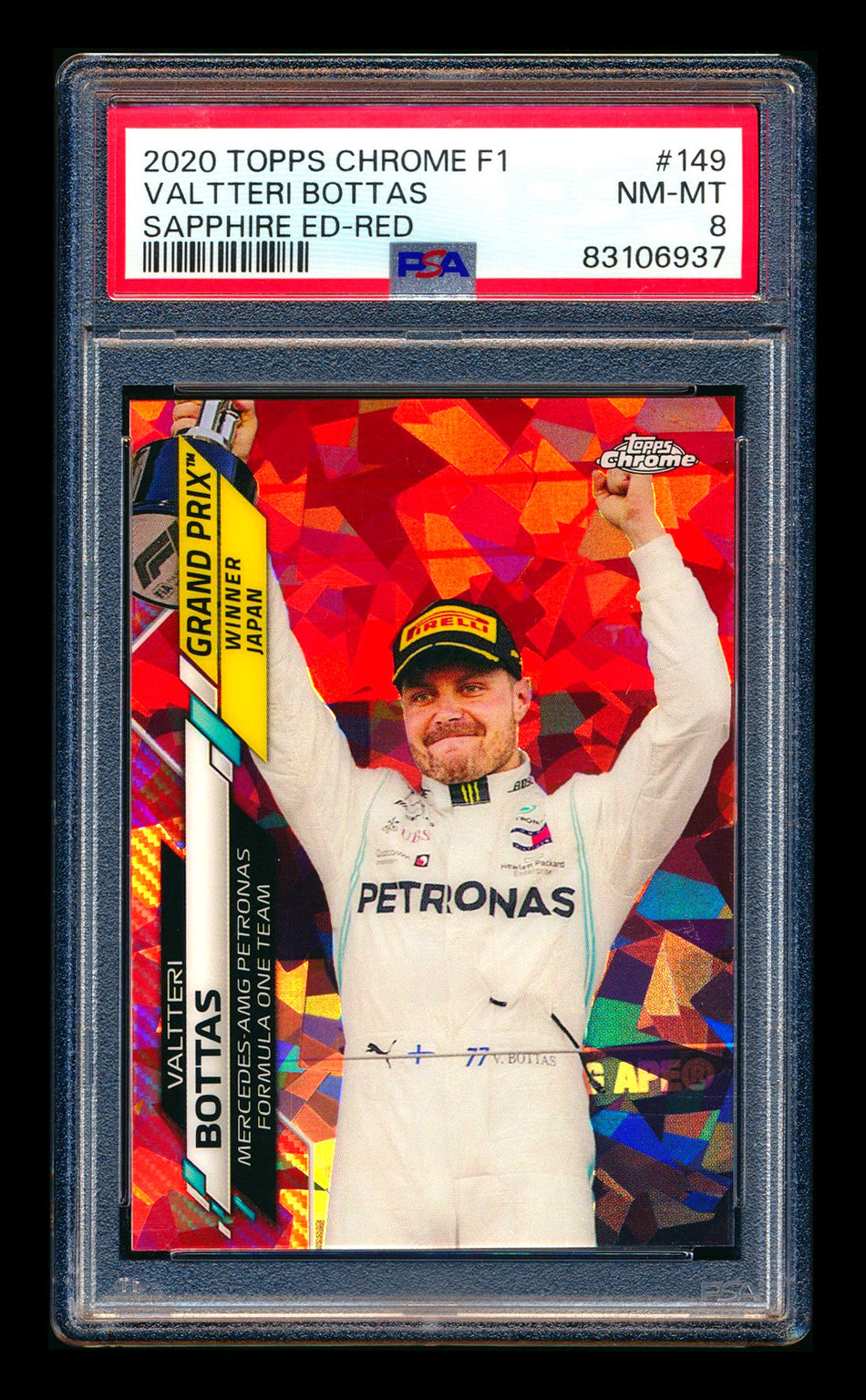 2020 Topps Chrome Sapphire F1 #149 Valtteri Bottas RC Red Refractor #5/5 PSA 8 (Last #!)