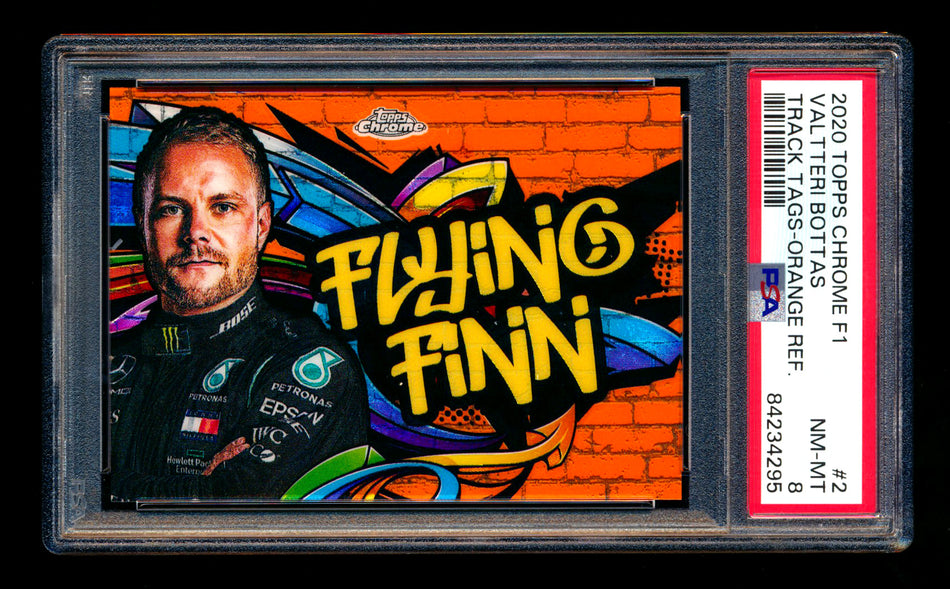 2020 Topps Chrome F1 Track Tags #TT-2 Valtteri "Flying Finn" Bottas RC Orange Refractor #15/25 PSA 8 ** (SOLD - $649.00 - 2/28/2025) **
