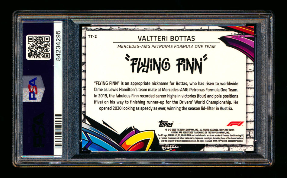 2020 Topps Chrome F1 Track Tags #TT-2 Valtteri "Flying Finn" Bottas RC Orange Refractor #15/25 PSA 8 ** (SOLD - $649.00 - 2/28/2025) **