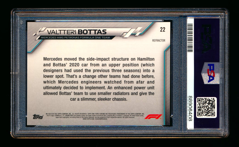 2020 Topps Chrome F1 #22 Valtteri Bottas RC Refractor PSA 9 ** (SOLD eBay - $25.00 - 9/29/2025) **