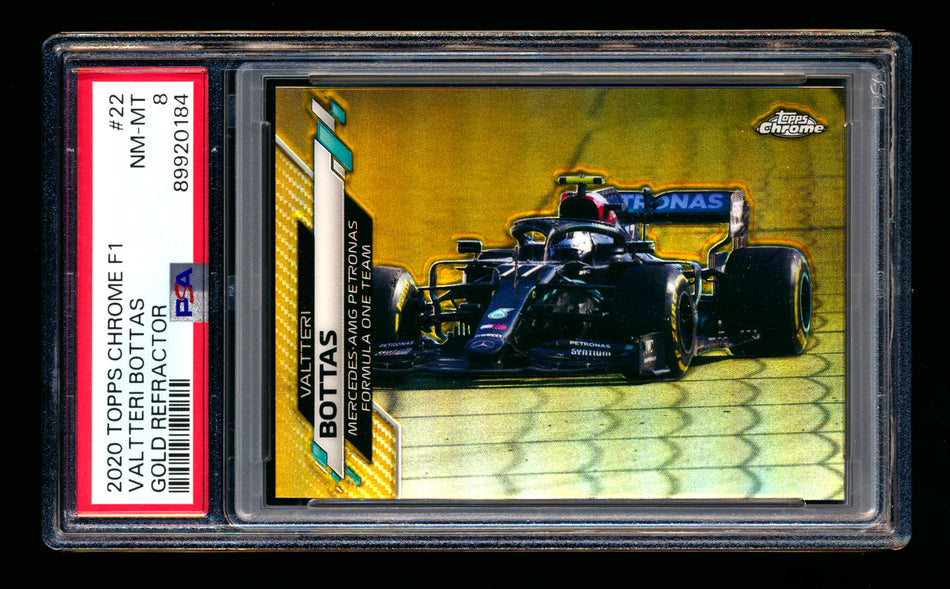 2020 Topps Chrome F1 #22 Valtteri Bottas RC Gold Refractor #05/50 PSA 8