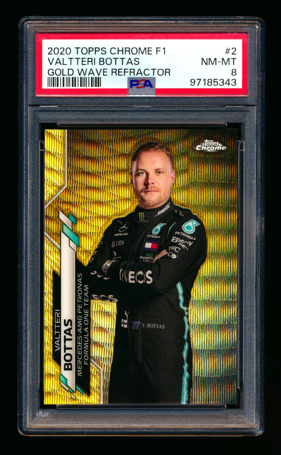 2020 Topps Chrome F1 #2 Valtteri Bottas RC Gold Wave Refractor Portrait #21/50 PSA 8 ** (SOLD - $235.00 - 1/17/2025) **