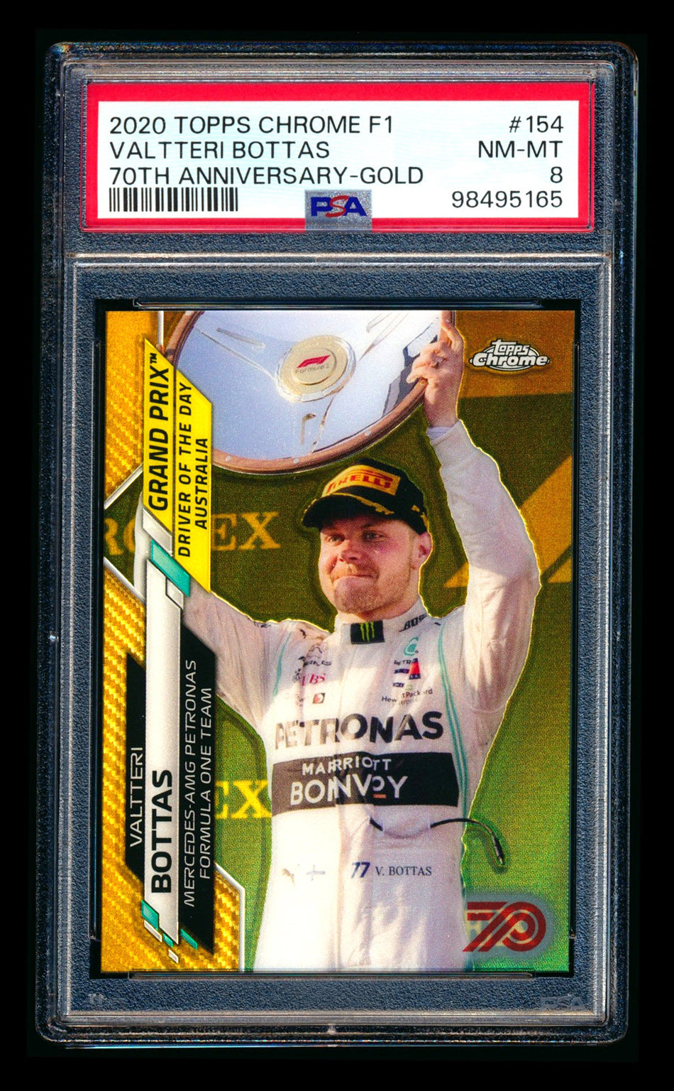 2020 Topps Chrome F1 #154 Valtteri Bottas RC 70th Anniversary Gold Refractor PSA 8 ** (SOLD eBay - $35.00 - 6/14/2026) **