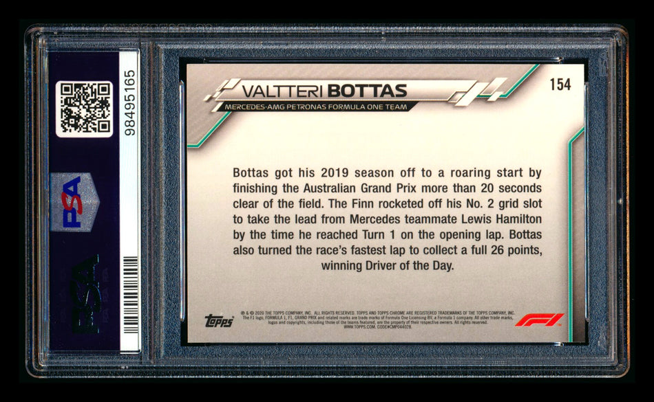 2020 Topps Chrome F1 #154 Valtteri Bottas RC 70th Anniversary Gold Refractor PSA 8 ** (SOLD eBay - $35.00 - 6/14/2026) **