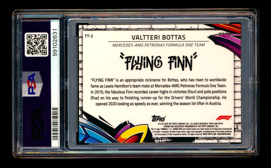 2020 Topps Chrome F1 Track Tags #TT-2 Valtteri "Flying Finn" Bottas RC Gold Refractor #43/50 PSA 6 ** (SOLD - $395.00 - 2/28/2025) **