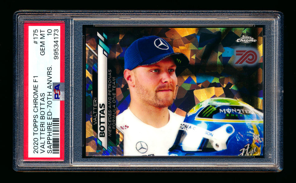 2020 Topps Chrome Sapphire F1 #175 Valtteri Bottas RC 70th Silver Refractor #21/70 PSA 10