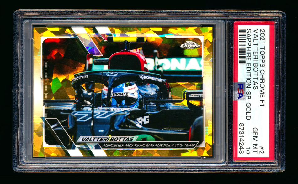2021 Topps Chrome Sapphire F1 #2 Valtteri Bottas Gold Refractor Image Variation SP #44/50 PSA 10 ** (SOLD eBay - $55.00 - 2/6/2025) **