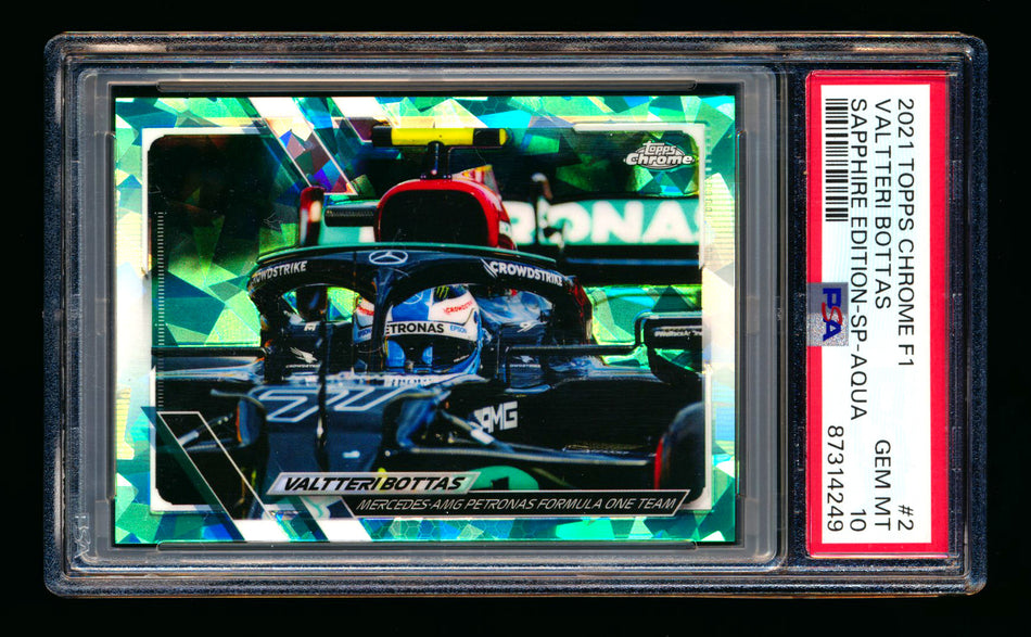 2021 Topps Chrome Sapphire F1 #2 Valtteri Bottas Aqua Refractor Image Variation SP #19/99 PSA 10 ** (SOLD eBay - $40.00 - 2/6/2025) **