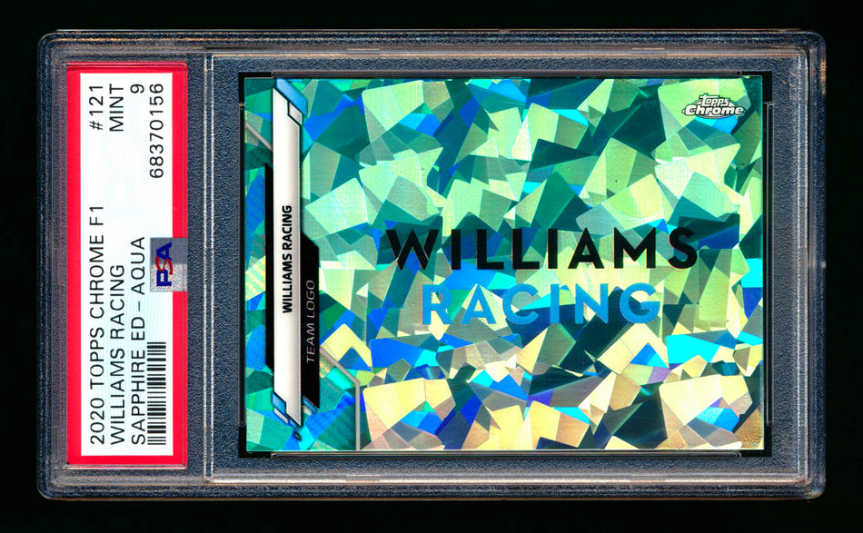 2020 Topps Chrome Sapphire F1 #121 Williams Racing Team Logo RC Aqua Refractor #33/99 PSA 9 ** (SOLD eBay - $90.00 - 4/24/2025) **