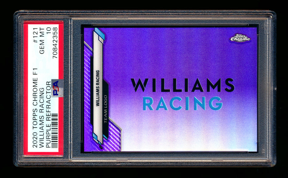 2020 Topps Chrome F1 #121 Williams Racing Team Logo RC Purple Refractor #025/399 PSA 10 ** (SOLD eBay - $349.00 - 3/19/2025) **